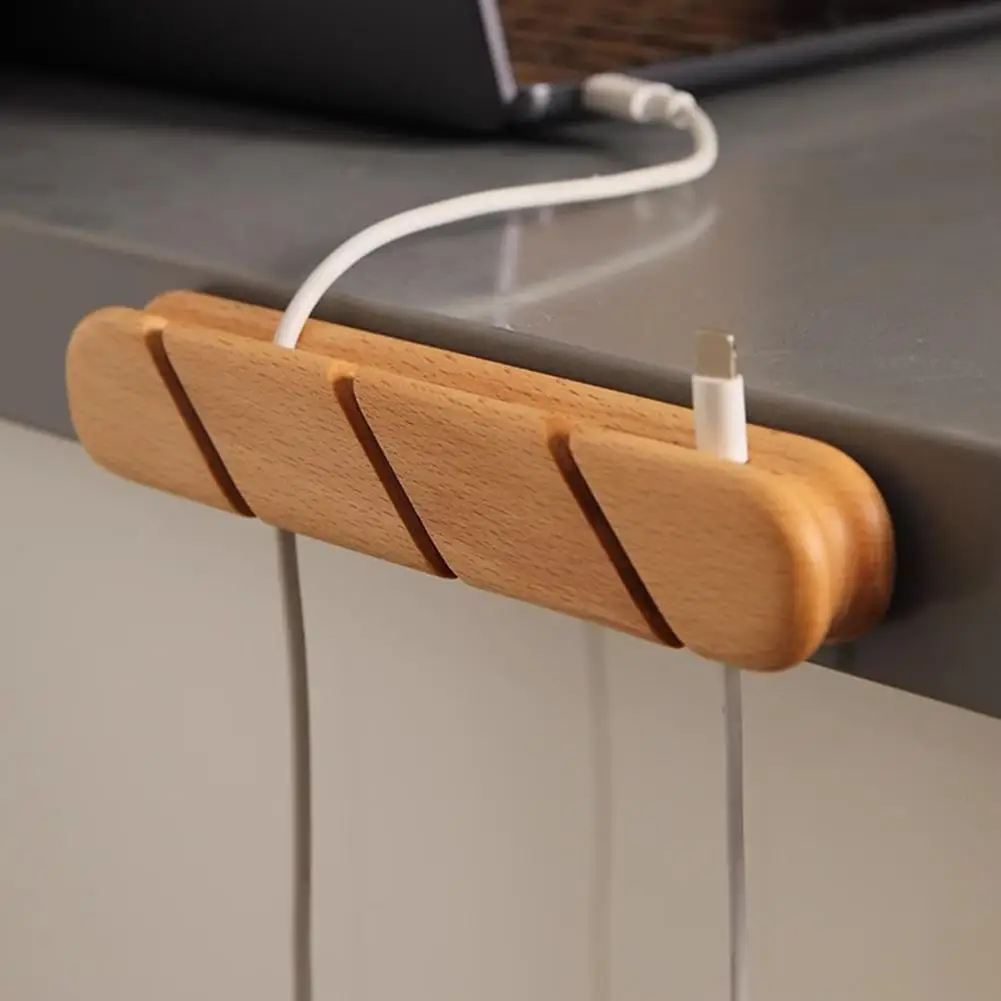

Solid Wood Cable Organizer Fixed Data Cable,Headphone/Data Management Space Saving Organizer Cable Desktop I6G0