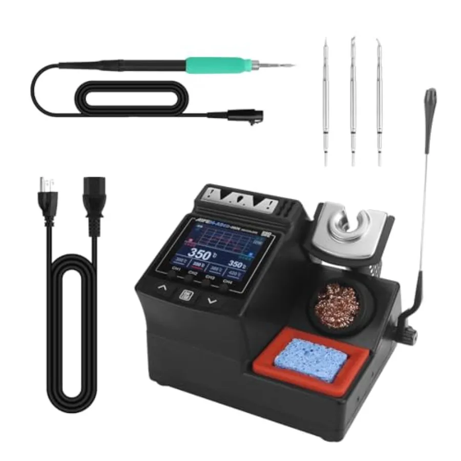 

A9ED Soldering Station Full-Color Display Curve Mode Rapid Heating 212°F-842°F Solder Station Soldering Iron with C210 Handle a