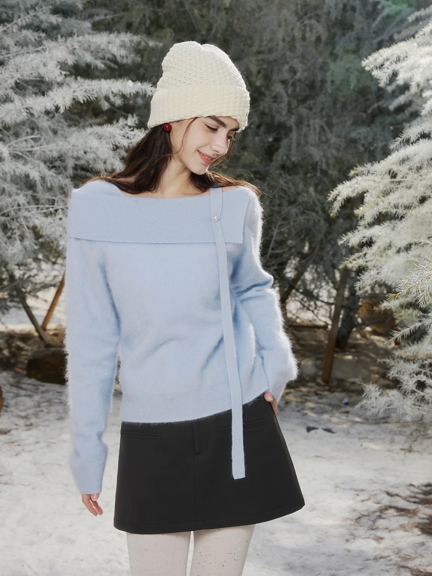 

Женский вязаный свитер с асимметричным вырезом на одно плечо, модный, универсальный, средней длины, зимний...