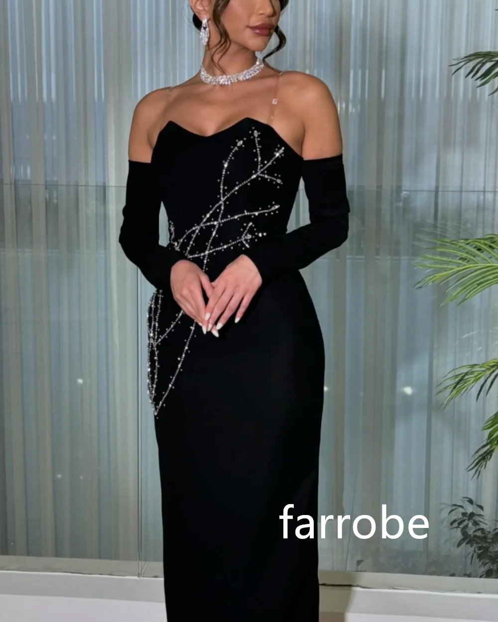 Customized Fashion Jersey Pleat Sheath Off-the-shoulder Midi Dresses Prom Dresses Classic Exquisite Modern Style Pastrol Chines
