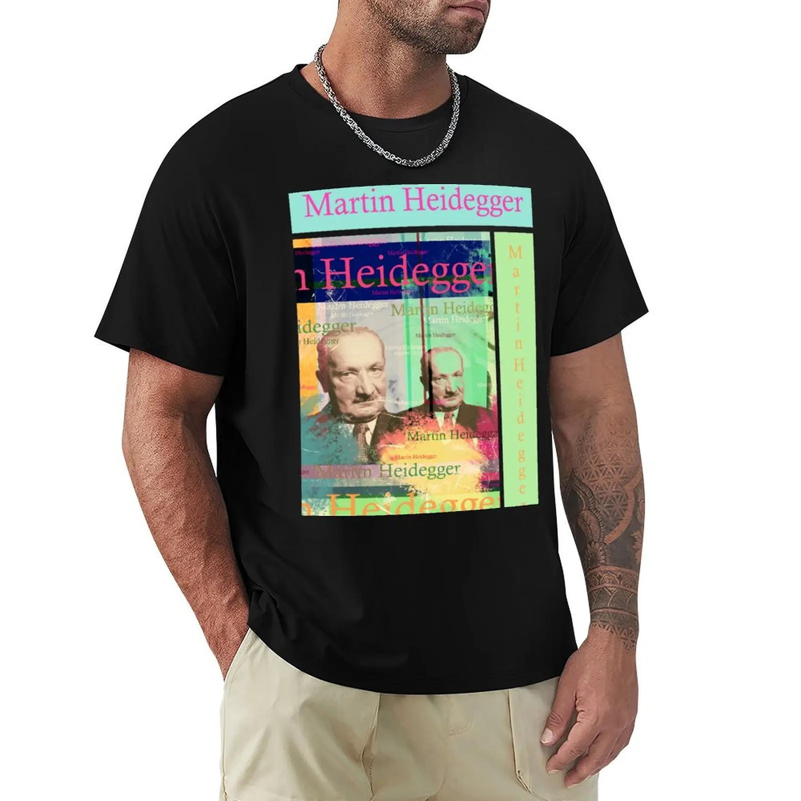 Martin Heidegger, German philosopher, portrait T-Shirt Fashion Pattern Printed Tee Shirt