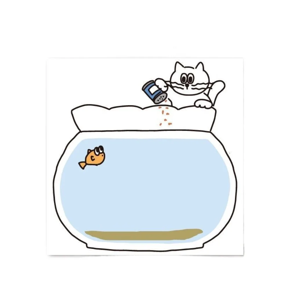 Простая милая липкая записная книжка с героями мультфильмов, съемная бумага для сообщений, портативный блокнот с акварельной чашей, студенческий блокнот