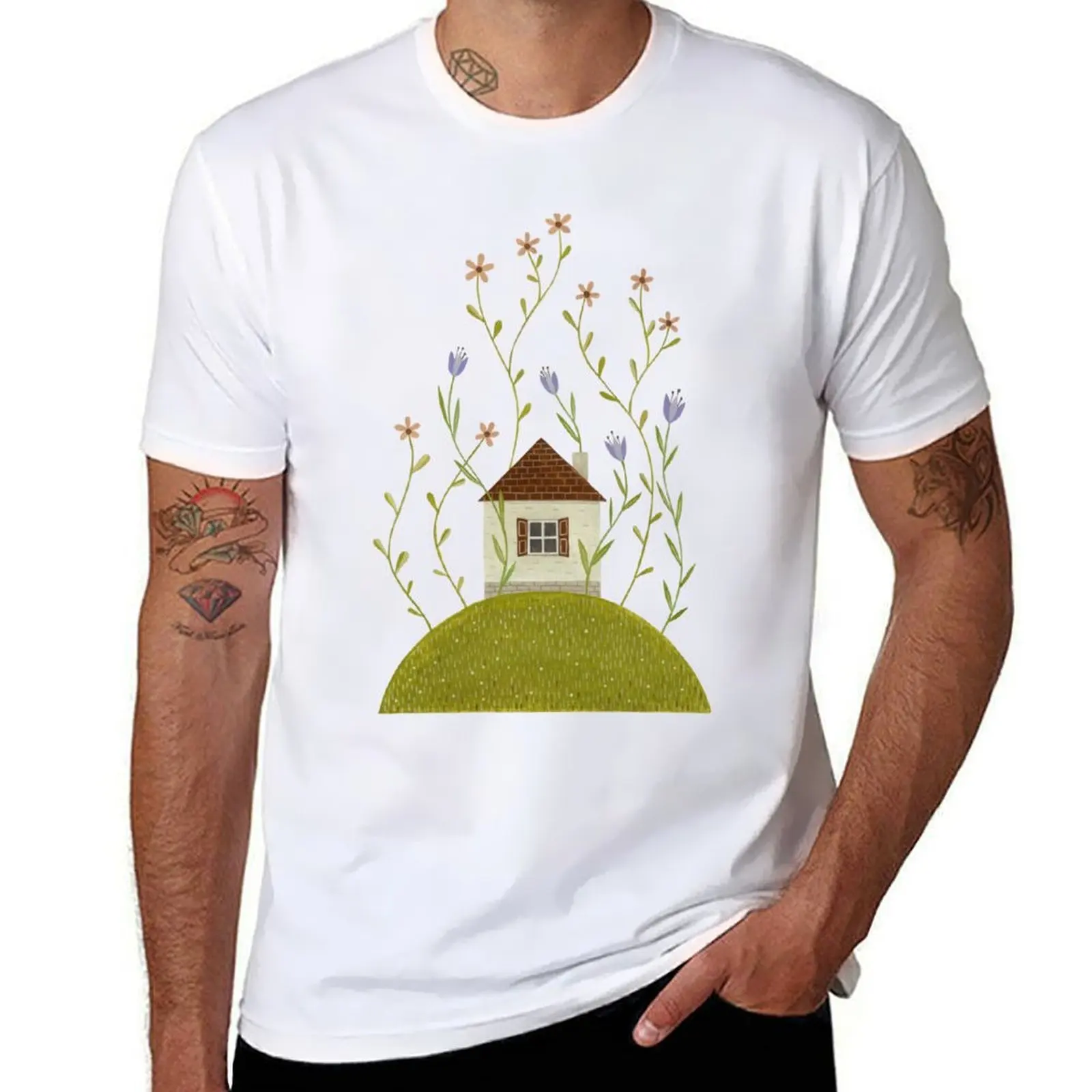 

Tiny blooming house T-Shirt t shirts for man cotton t shirt man plain T-Shirt