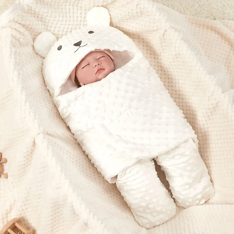 Minky bé sơ sinh Túi ngủ bọc chăn làm dịu và dày bông bé chống giật mình Swaddle Chăn cho bé 0-12M