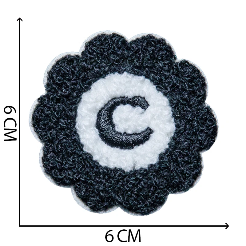 6cm Chenille Embroidery Letter Patch with Towel Back Glue Seal Applique Badge