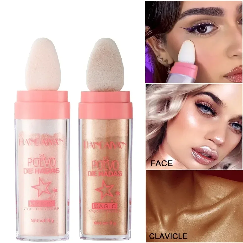 Heallor-Poudre blanche scintillante pour le visage et le corps, surligneurs dégradés, baguette scintillante, illuminateur cosmétique, maquillage bronzant