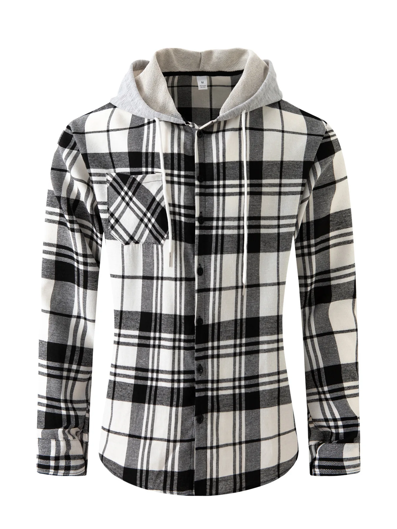 Lente en herfst hete herenmode flanel geruite hoodie straat casual dagelijks herenoverhemd groot formaat