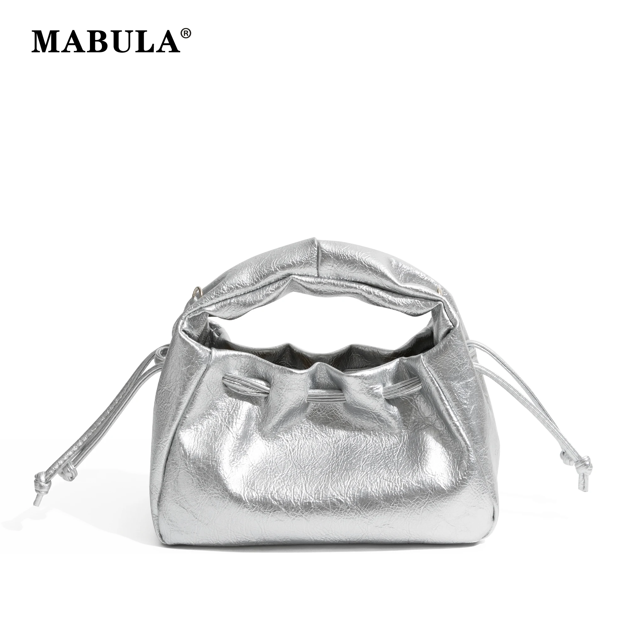 

MABULA Drawstring Women's Bags Fashion Bucket Bag Commuter Shoulder Crossbody Bag PU Leather Shoulder Bag Cloud Soft Handbags