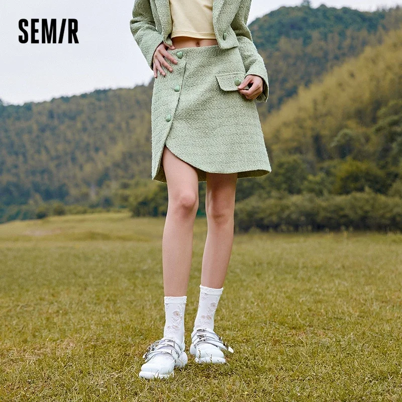 

Semir Skirt Women Design Sense Love Asymmetric 2022 Autumn New Fashion Texture Plaid A-Line Skirt Sweet