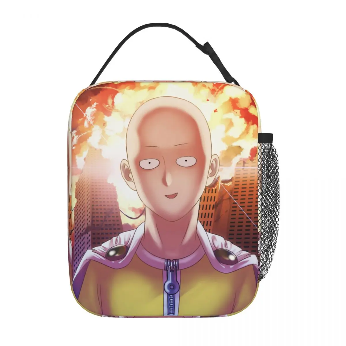 Saitama أنيمي معزول أكياس الغداء قدرة عالية واحد لكمة رجل وجبة الحاويات حقيبة للحفاظ على البرودة حمل علب الاغذية مكتب نزهة الرجال النساء