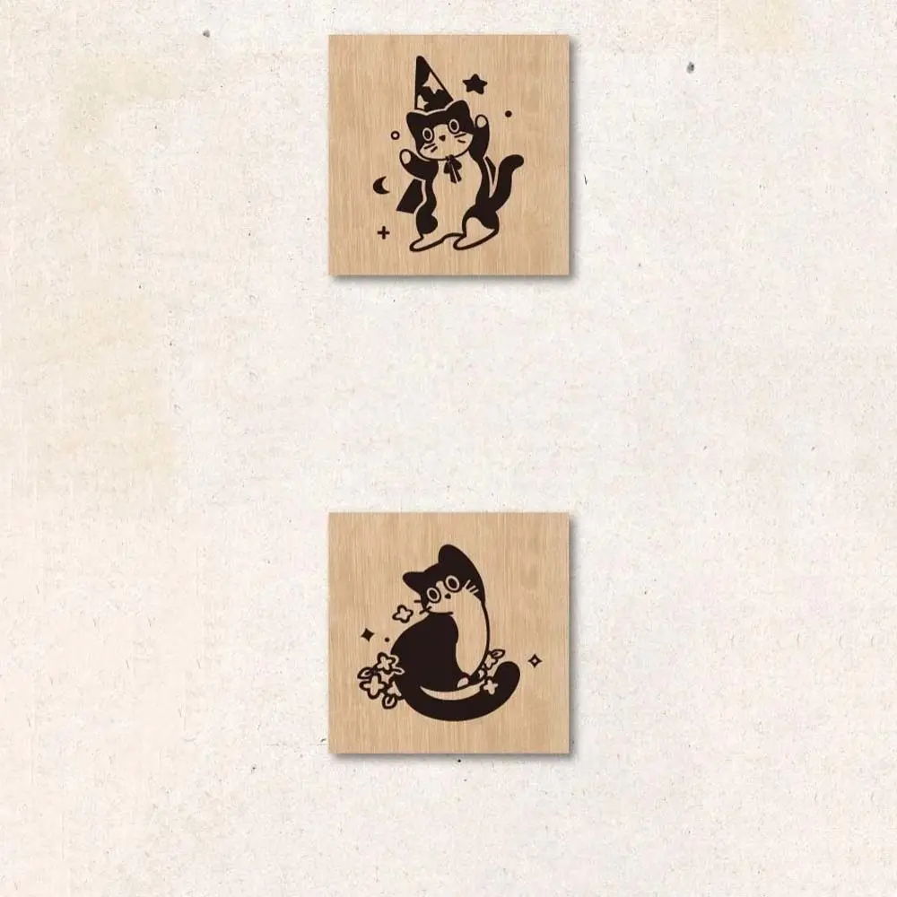 Diy Craft Black Cat Stamps Cute Pet Animal Shape Wooden Rubber Stamps Handmade Kitten Cat Seal Stamping Journal Stationery
