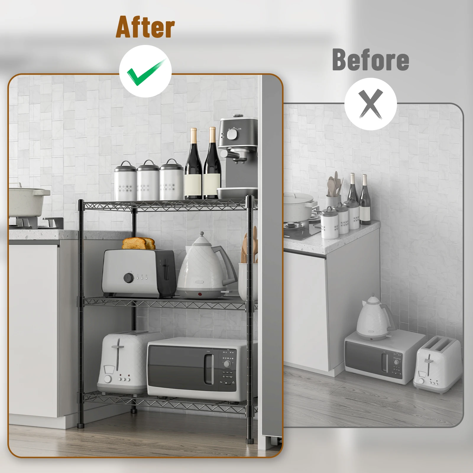 رف معدني قابل للتعديل مكون من 5 طبقات مع أقدام تسوية، رف تخزين فولاذي للمطبخ والحمام والشرفة وغرفة المعيشة #6