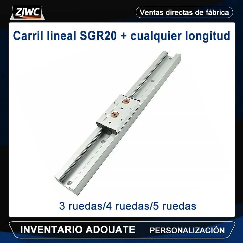 1 unidad de guía lineal de doble eje SGR20 integrada de 60 mm, riel SGR20N + 1 unidad de bloque de rodillos SGB20 SGB20N para piezas CNC y maquinaria de carpintería DIY