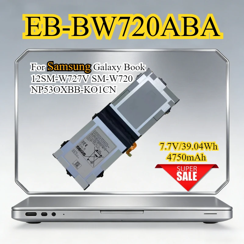 

EB-BW720ABA Laptop Battery for Samsung Galaxy Book 12 SM-W727V W720 NP530XBB AA-PBMN2H0 XE520QAB V2 XE521QAB XE525QBB BW720ABE