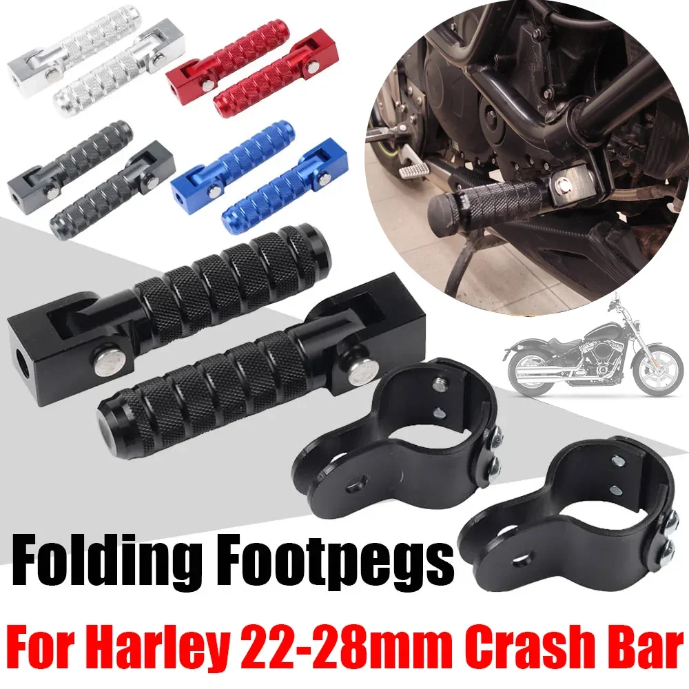 

Motorcycle Highway Foot Pegs Clamp Crash Bar Footrest Footpegs For Harley Chopper Bobber Custom Touring Dyna XL Accessories