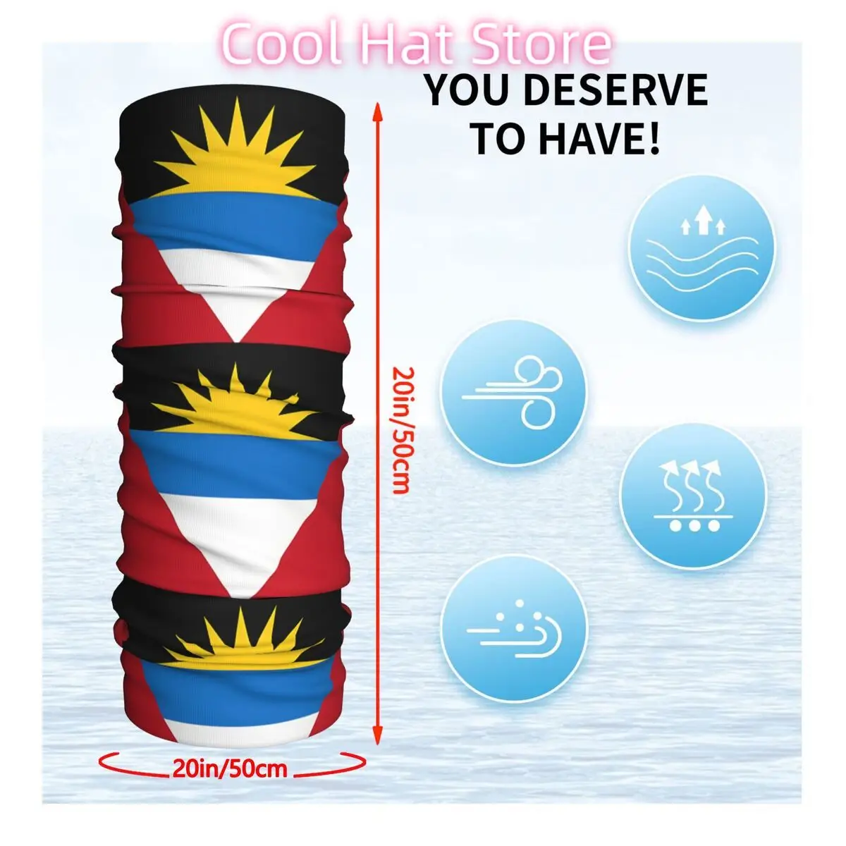 The Flag Of Antigua And Barbuda Bandana Neck Gaiter Printed Balaclavas Wrap Scarf Multifunctional Cycling Running for Men Adult
