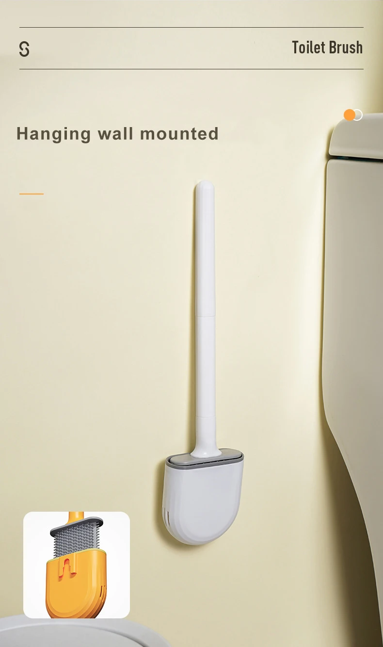 Set Scopino Per WC In Silicone Con Supporto - Nero, Testa