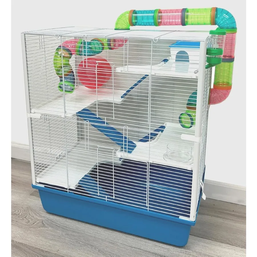

Extra Large 23" MultiTiers Hamster Palace Gerbil Habitat Mouse House Mice Home Critters Cage with Complete Set of Accessories E