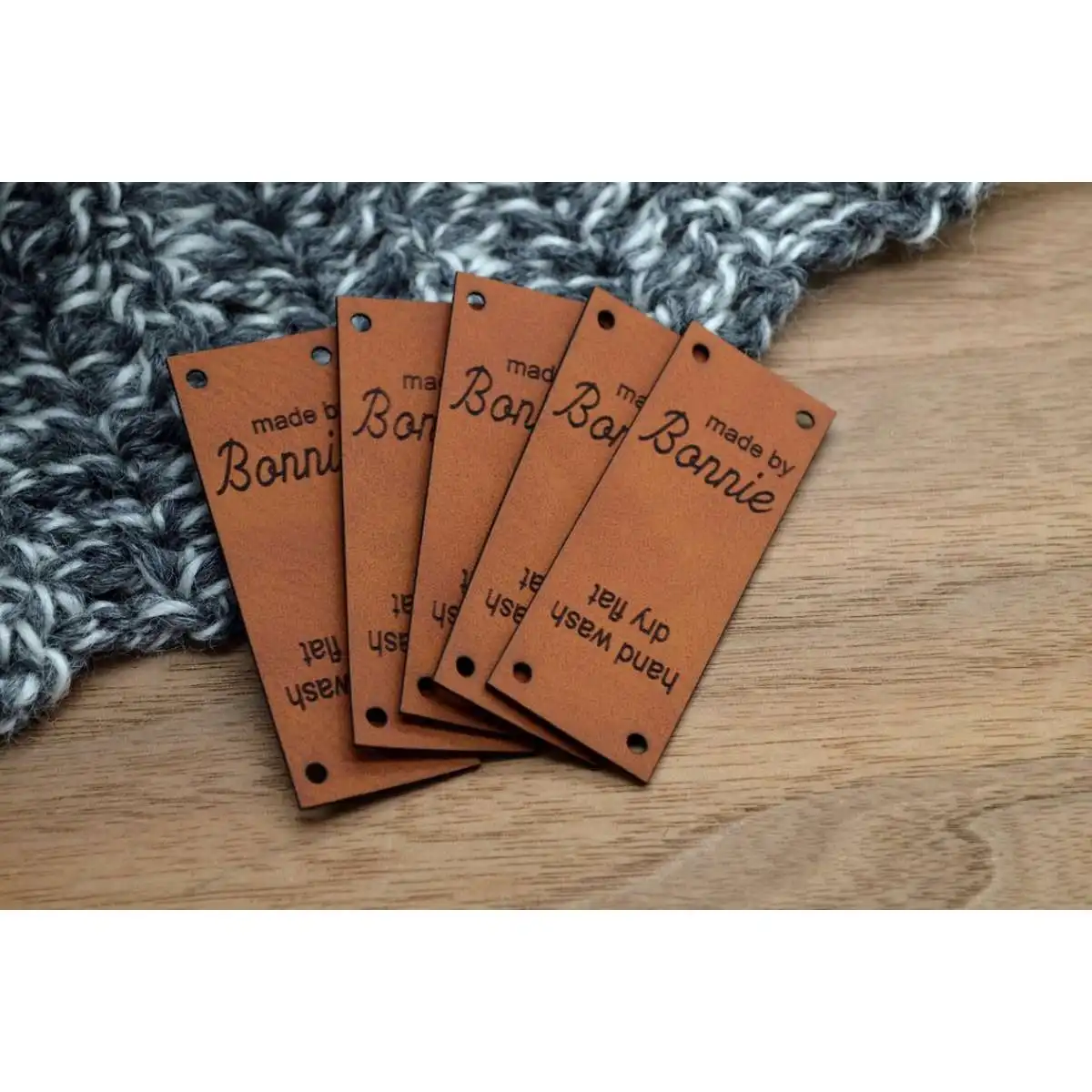 Custom Faux Leather Tags 0.85x2.25 inches - Personalized labels, Knitting Labels Custom , SEW ON Personalized Tags for Handmade