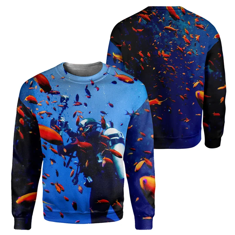 New 3D Sports Scubadiving Printed Sweatshirts For Men Fitness Lover Children Fashion Funny Streetwear Pullovers Vintage Clothing