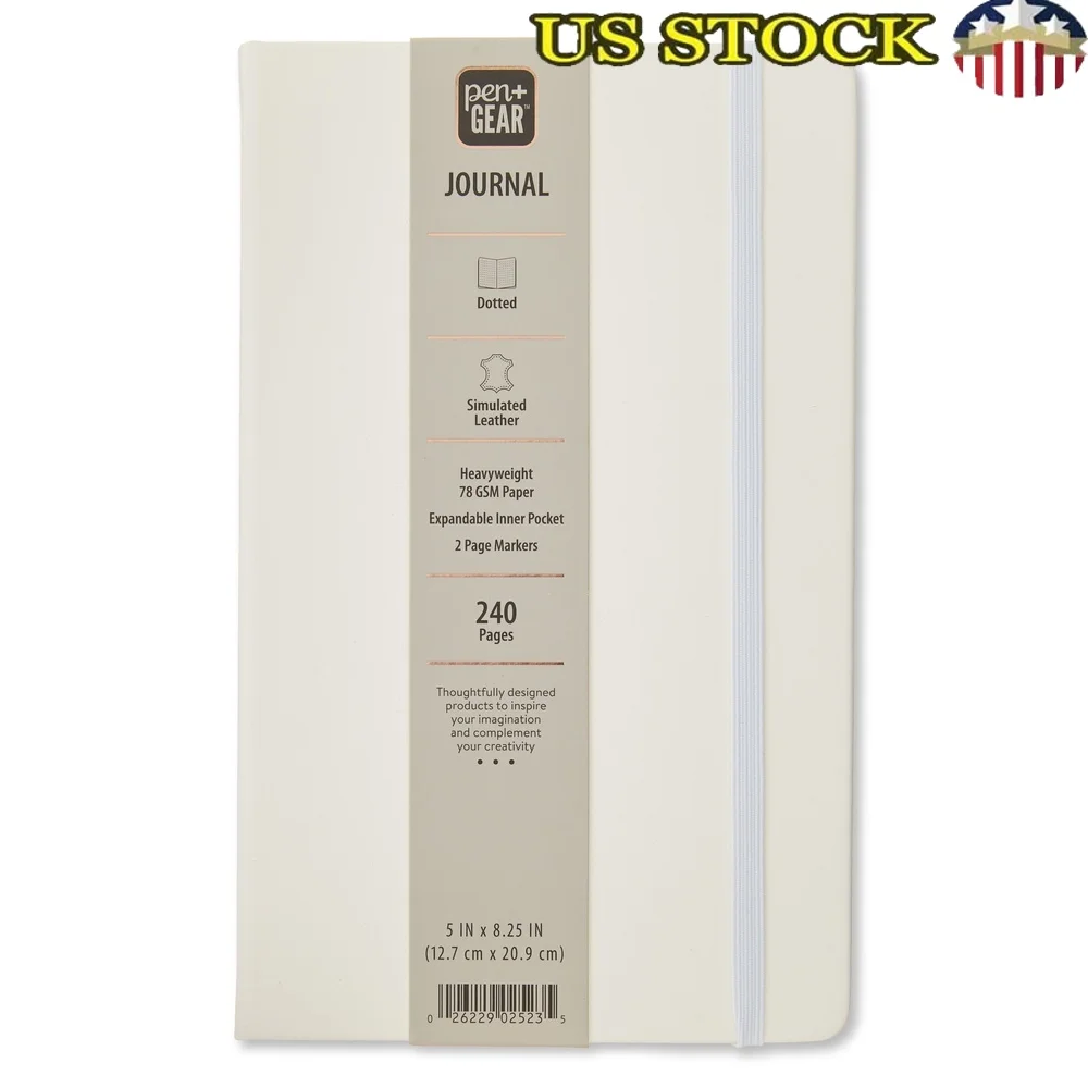 模擬レザーノートブック 240 ドットページ 5x8.25 耐久性のあるバインディング 拡張可能なポケット 2 ページマーカー バレットジャーナリング スケッチング