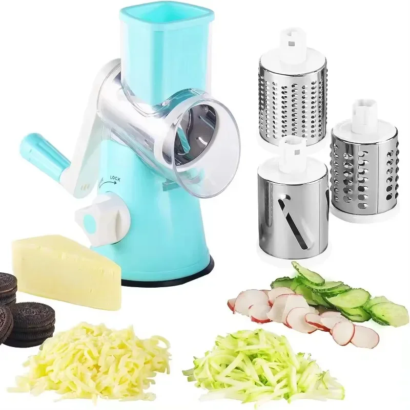 Hand-operated Multi-function Drum Vegetable Chopper Potato Slice Chopper Pressed Vegetable Grinder Peeled Garlic Chopper