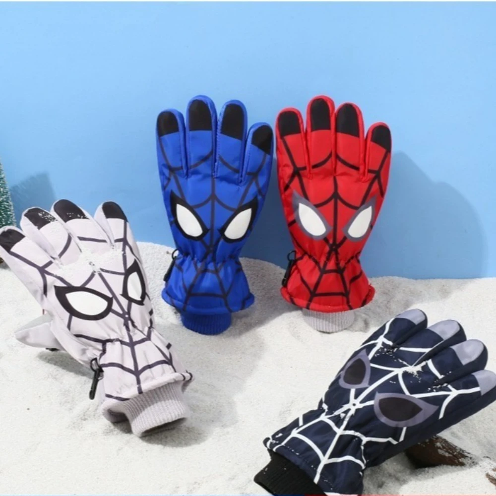 

Детские лыжные перчатки с Человеком-пауком, ветрозащитные флисовые перчатки для езды на велосипеде на открытом воздухе, крутые теплые перчатки с героями мультфильмов, подарки для детей