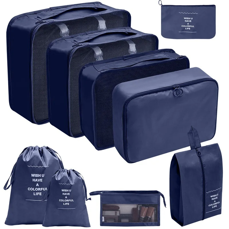 7/8/9/10 Stuks Set Reisorganisator Opbergzakken Koffer Verpakking Cubes Set Koffers Draagbare Bagage Kleding Schoen netjes Pouch Opvouwbaar