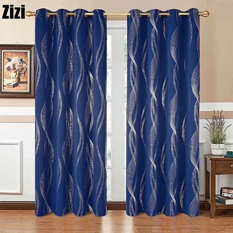 1 Panel Silvery Wave Striped Pattern Blackout Curtains for Living Rooms Bedrooms Kitchen Bathrooms and For Home Decoration