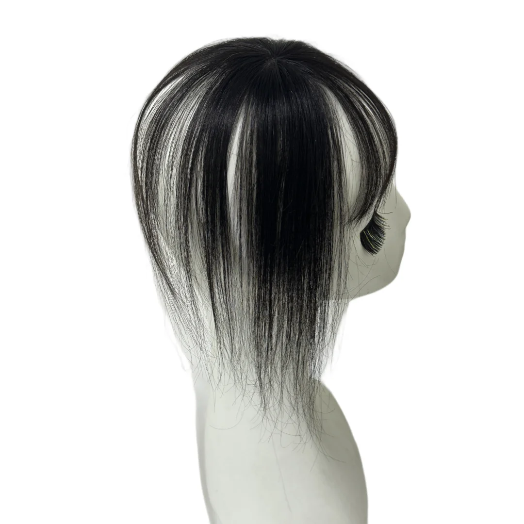 100% شعر بشري صغير الانفجارات للنساء 360 غطاء الجبين الأصلع مع الانفجارات Wispy قاعدة الحرير 1 كليب في وصلات الشعر الانفجارات وهمية