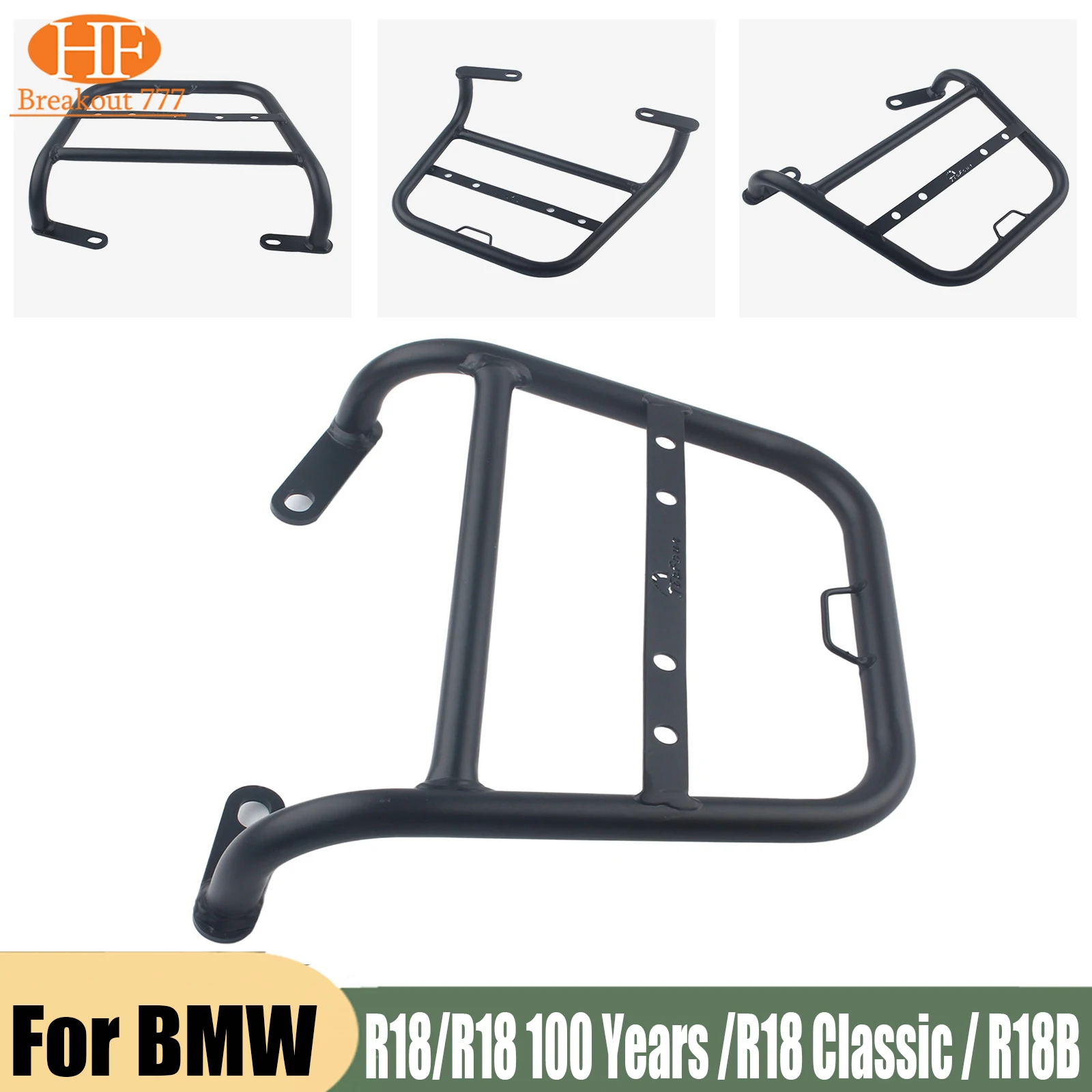 Left & Right Rear Luggage Rail Support Guardrail For BMW R18/R18 100 Years /R18 Classic / R18B Black Motorcycle Side Bag Frame