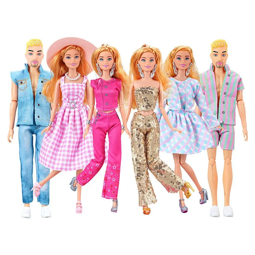 Fast Shipping Accessories Kawaii Items Fashion 4 Style Female Woman Dress +2 Style Male Man Ken Doll Clothes For Barbie DIY Game