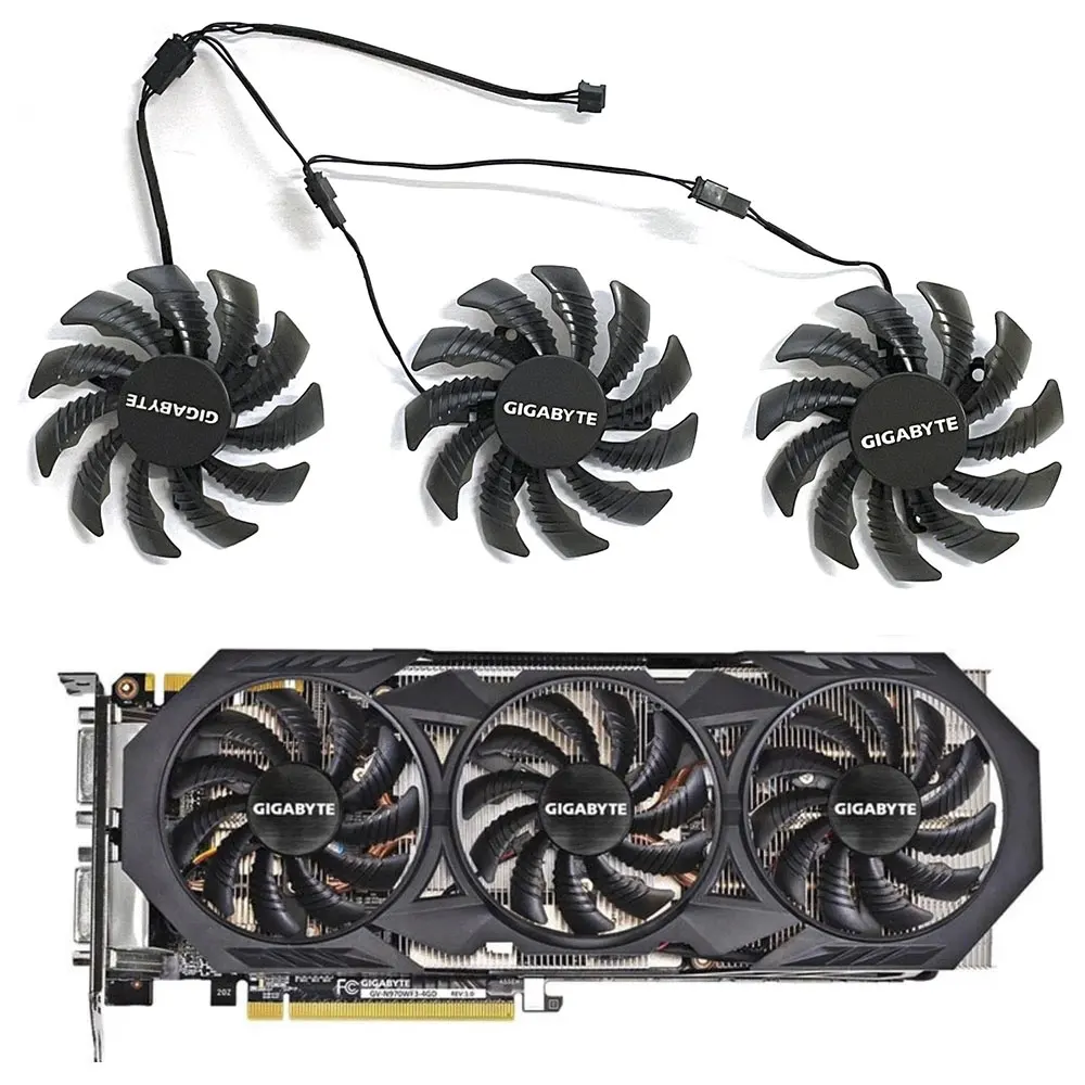 75mm PLD08010S12H 3Pin GTX 970 Cooler Fan for Gigabyte GTX 970 Windforce G1 R9-280X GV-R928XWF3-3GD GV-R928XOC Graphics Cards