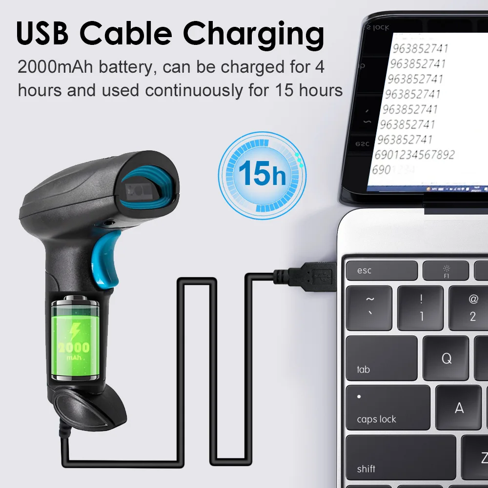 Imagem -05 - High-precision Handheld Bar Code Reader Image Barcode Scanner U12 para Gerenciamento de Estoque 1d 2d Wired 2.4g Cmos 640x480 Pixels