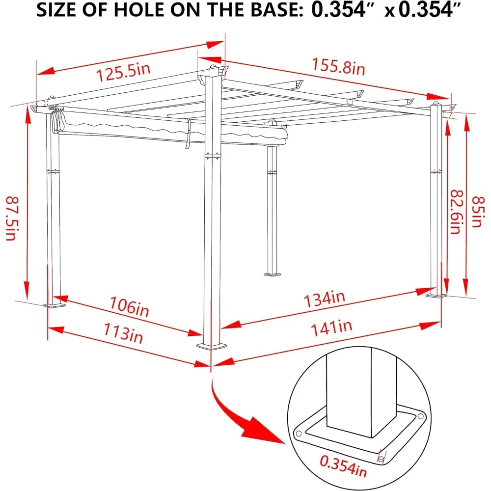 Imagem -03 - Pérgola de Alumínio Retrátil com Espessa Post e Canopy Metal Pérgulas Gazebo Pesado 13x10ft