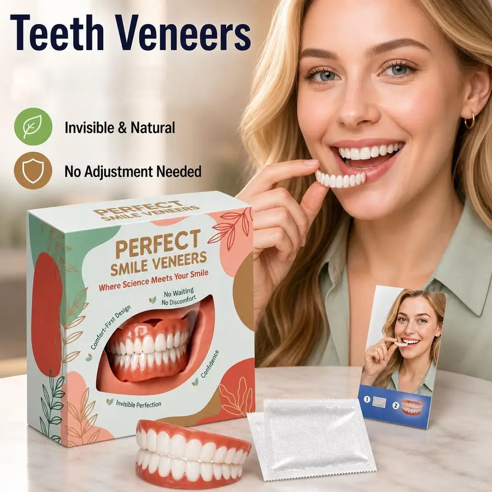 Soft Silicone Upper&Lower Dentures Comfort Realistic False Teeth Bright Smile Teeth Appliance for Adults Oral Care 2026 New