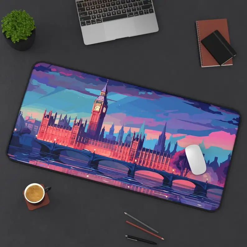 

Big Ben Style Patterned Table Mat, Cute Table Decoration,XXL Non-slip Waterproof Gaming Mouse Pad, Perfect Gift for Friends