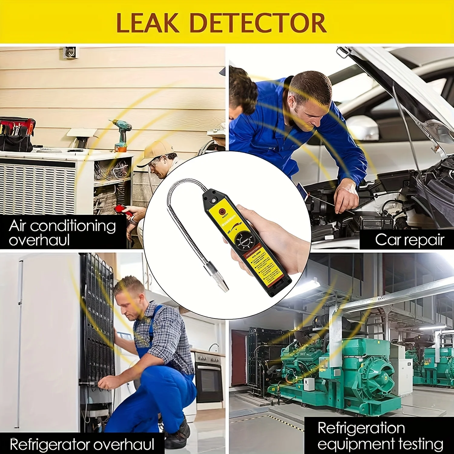 Refrigerant Halogen Leak Detector Air Conditioning R134 R410A R22 Air Gas Hvac Tool with Indicator Light, Led Light Source Hvac Refrigerant Leak Detector, Suitable for R134A R410A R1234Yf Cfcs Hcfcs Hfcs Hfos