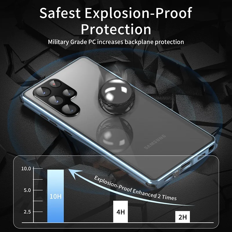 Suitable For Samsung S22 S23 Ultra Anti-Peeping Double-Sided Glass Lens Protection Metal Magnetic Case Four Corners Anti-Drop