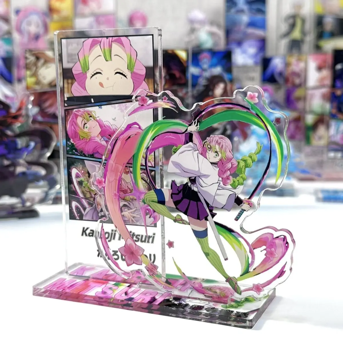 Image of Neue Anime Demon Slayer Merchandise: Shinobu Kocho und Mitsuri Tischständer, Acryl, niedlich, perfekt für Schüler.