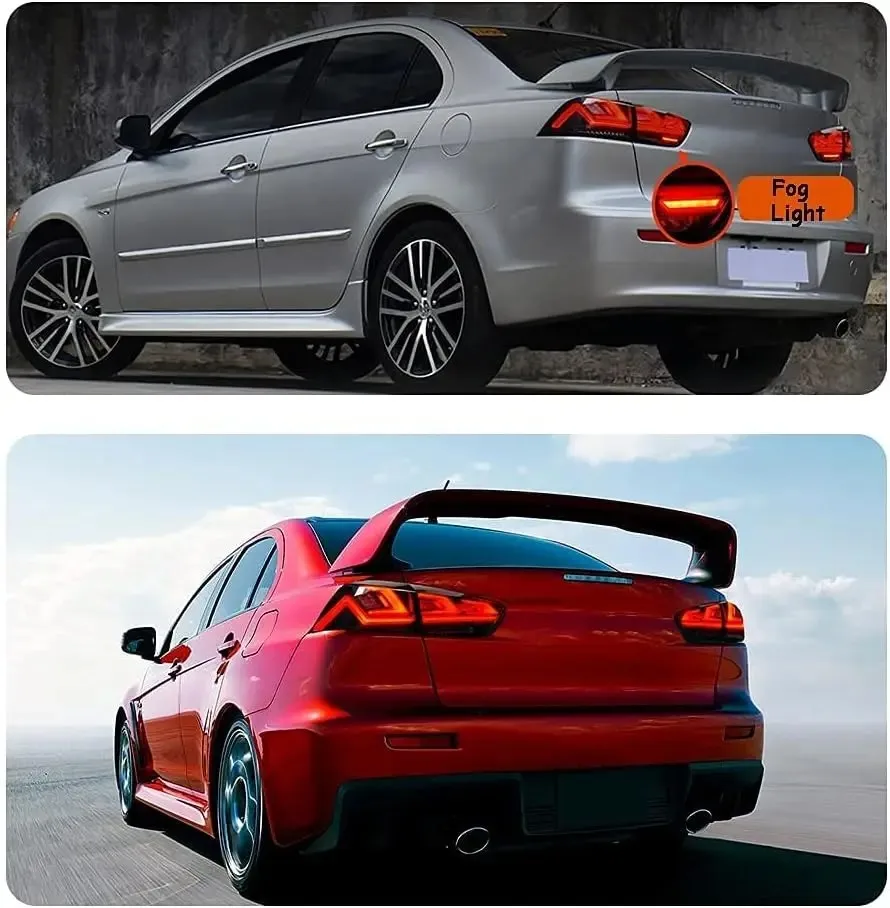 LED Taillights For Mitsubishi Lancer EVO X 2007 - 2018 Tail Light Lamp Assembly Start UP Animation DRL Sequential Signal E-mark