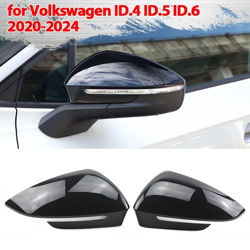 For Volkswagen ID.4 E21 ID.5 E39 ID.6 ID.6X Crozz 2020-2024 Replacement style Glossy Black Replacement Side Mirror Cover Cap LHD