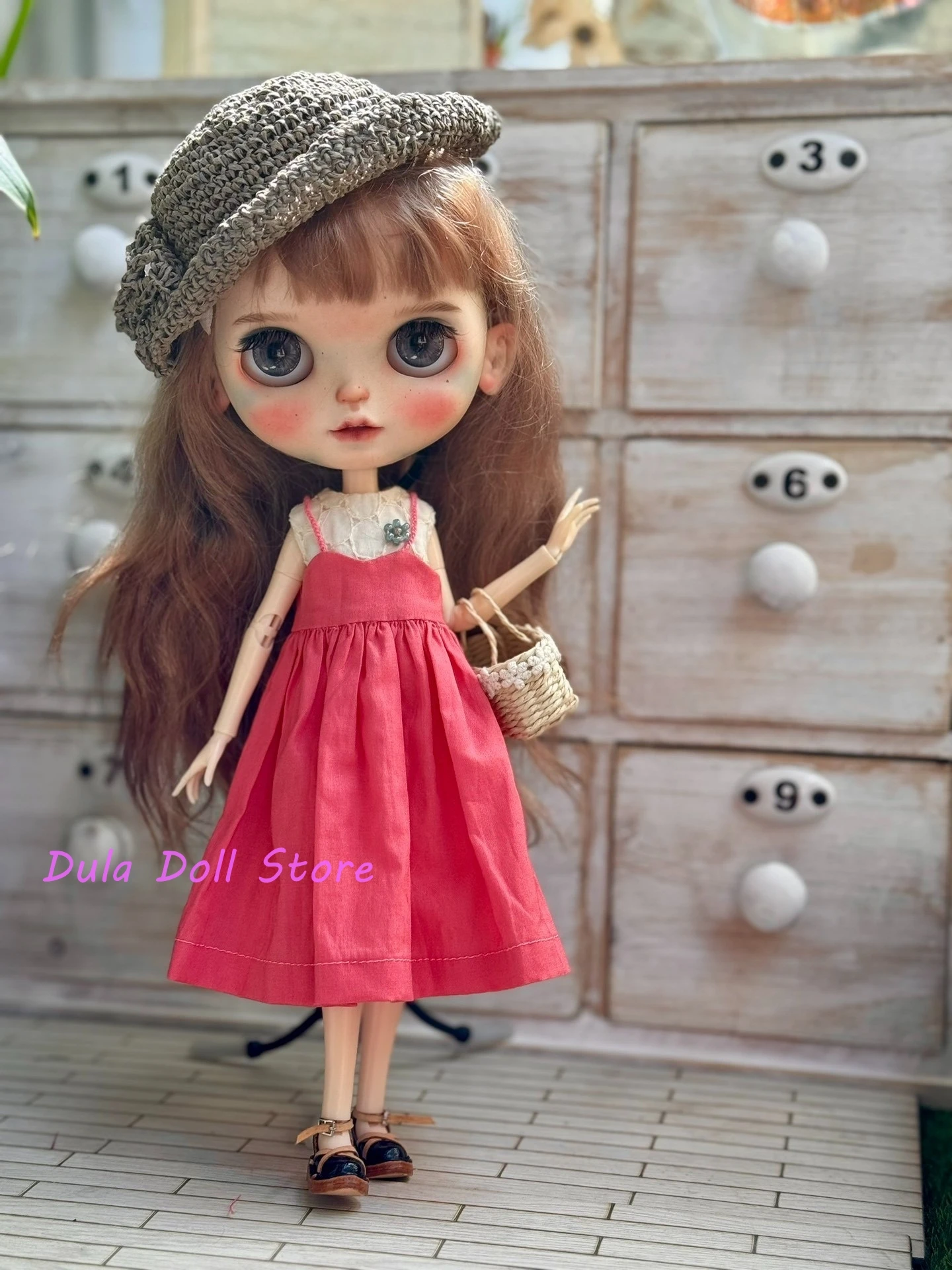 

Dula Doll Clothes Dress Pink camisole skirt for Blythe Landoudou Landazz ob24 ob22 Doll Accessories