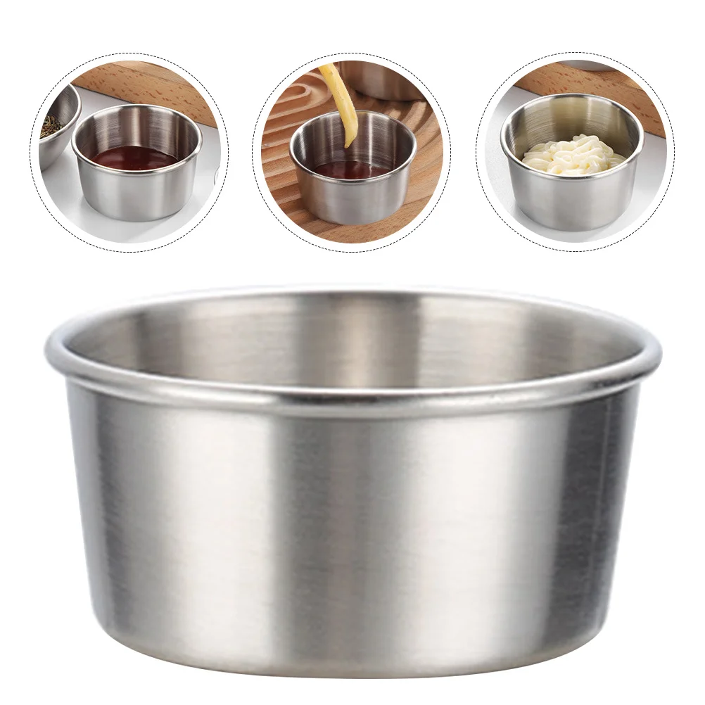 

4pcs Stainless Steel Sauce Dish Smooth Surface Easy Clean Dishwasher Safe For Mustard Vinegar Oil Chili Sauce Sushi Dipping