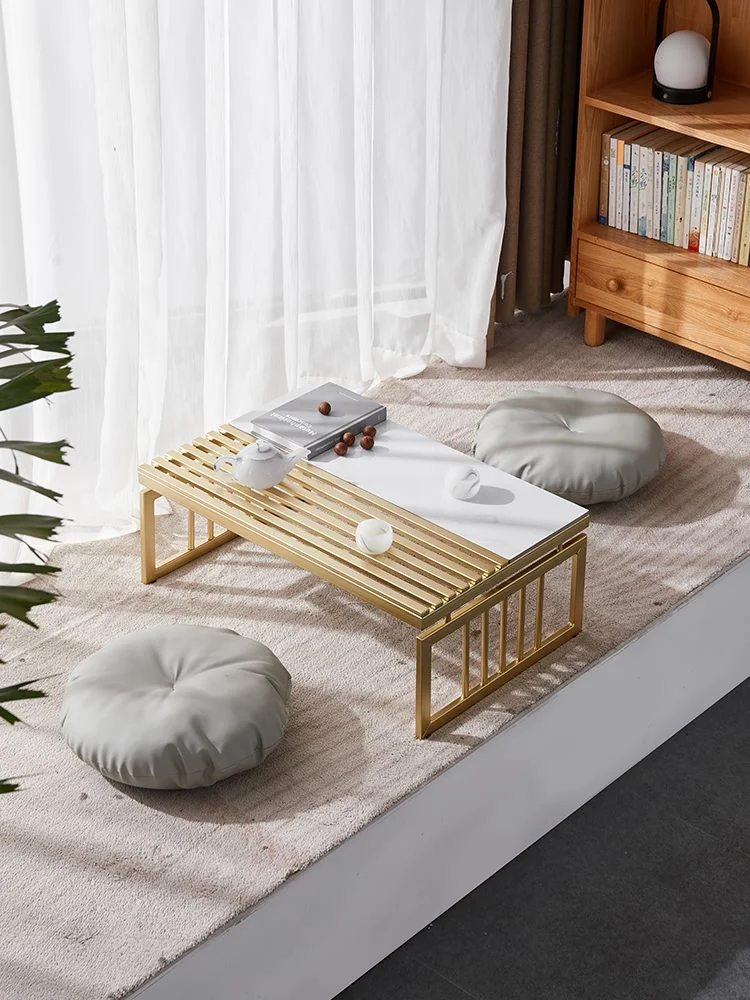 Japanese Tatami Small Coffee Table Light Luxury Bedroom Living Room Balcony Sitting Floor Stone Plate Small Tea Table