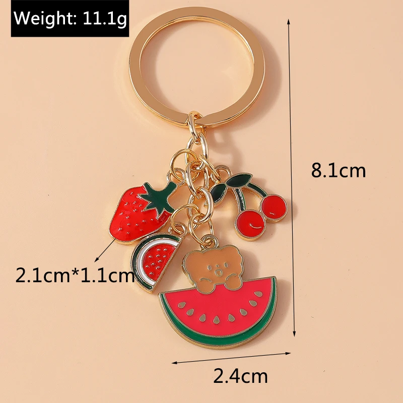 Modische Frucht-Kirsch-Schlüsselanhänger, Emaille-Herzanhänger, Schlüsselringe für Damen und Herren, Autoschlüssel, Handtaschen-Schlüsselanhänger, Accessoires, DIY-Geschenke – Detail 12