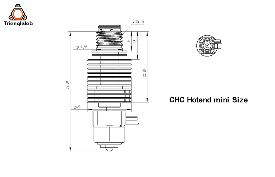 R Trianglelab Mini CHC Hotend Keramik-Heizkern 24V 40W Thermistor 104NT-4-R025H42G 104GT-2 für 3D-Drucker HOTEND – Detail 11
