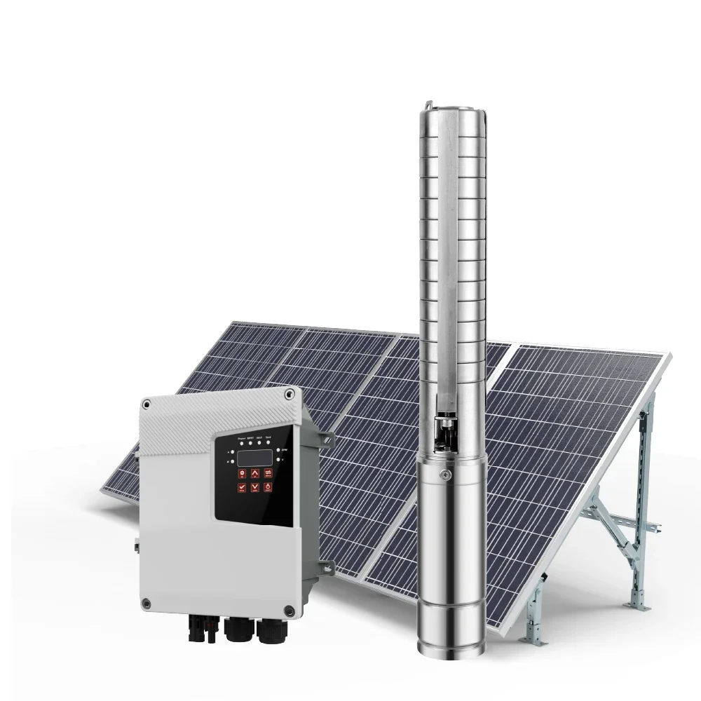 1HP Solar Powered Submersible Pump - ZRI 3 Inch Stainless Steel Impeller Deep Well Pump