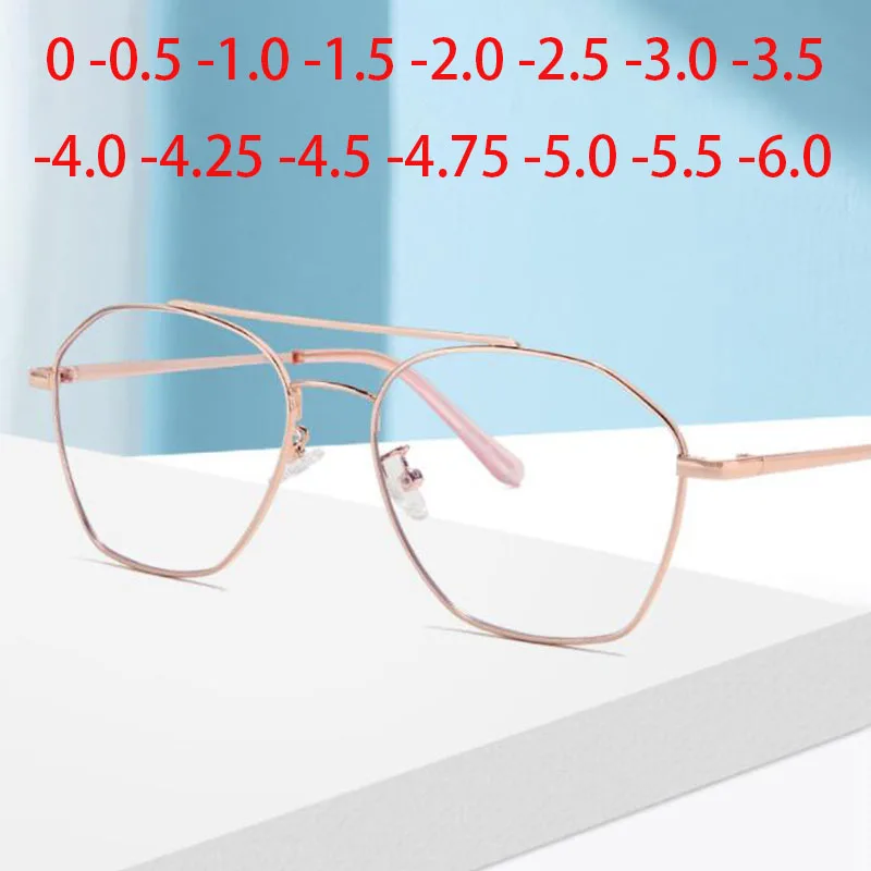 

Men Polygon Glasses Pilot Metal Lightweight Spectacles Prescription Eyewear Spectacles 0 -0.5 -1.0 -2.0 To -6.0