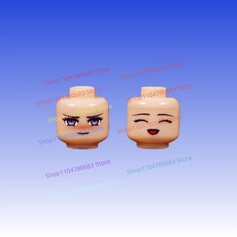 MOC Building Blocks: Kawaii Girl Double-Sided Printed Expression Accessories – Assembly Model, Collectible Ornament & Gift Toy